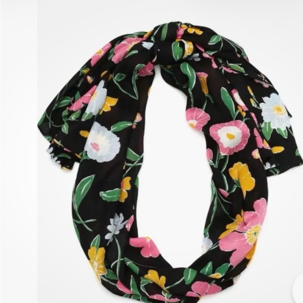 Kate Spade Floral Black Scarf NWT